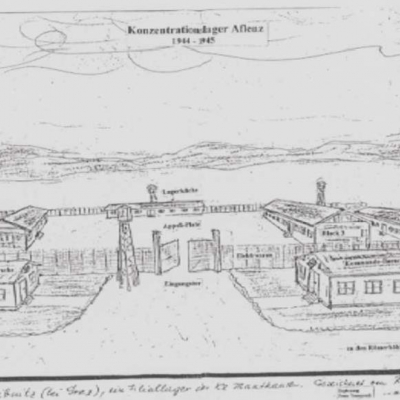 Aflenz Skizze des Lagers gezeichnet vom ehemaligen Häftling Robert Grißinger  &copy;  AMM