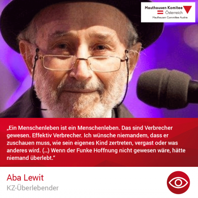 Virtuelle Gedenkwochen Statement Aba Lewit, KZ-Überlebender