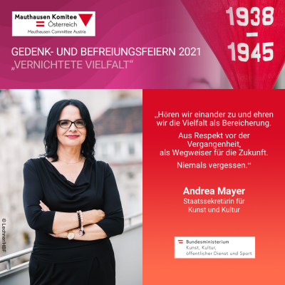 Virtuelle Gedenkwochen Statement Andrea Mayer, Staatssekretärin für Kunst und Kultur