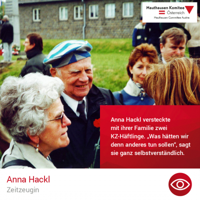 Virtuelle Gedenkwochen Statement Anna Hackl, Zeitzeugin