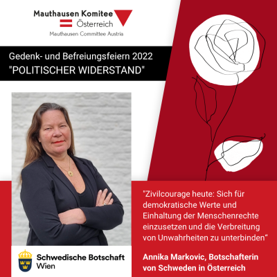 Virtuelles Gedenken Statement Annika Markovic, Botschafterin von Schweden in Österreich