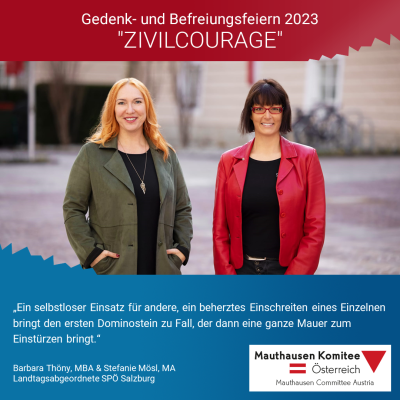 Virtuelles Gedenken Statement Barbara Thöny, MBA & Stefanie Mösl, MA, Landtagsabgeordnete SPÖ Salzburg