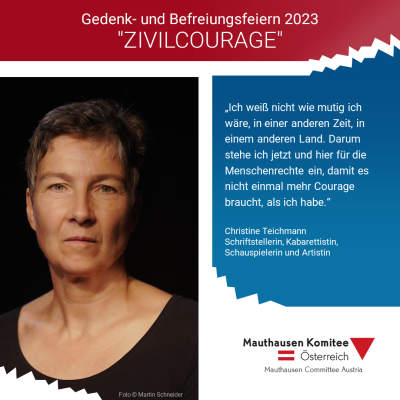 Virtuelles Gedenken Statement Christine Teichmann, Schriftstellerin, Kabarettistin, Schauspielerin und Artistin