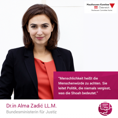 Virtuelle Gedenkwochen Statement Dr.in Alma Zadic, LL.M., Bundesministerin für Justiz