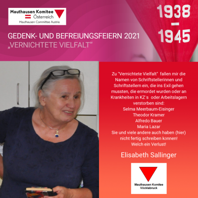 Virtuelle Gedenkwochen Statement Elisabeth Sallinger, Mauthausen Komitee Vöcklabruck
