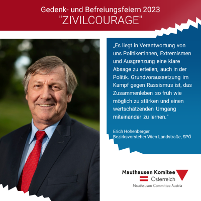 Virtuelles Gedenken Statement Erich Hohenberger, Bezirksvorsteher von Wien Landstraße, SPÖ