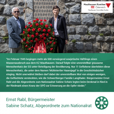 Virtuelle Gedenkwochen Statement Ernst Rabl, Bürgermeister, Sabine Schatz, Abgeordnete zum Nationalrat
