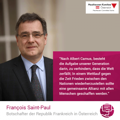 Virtuelle Gedenkwochen Statement Francois Saint-Paul, Botschafter der Republik Frankreich in Österreich