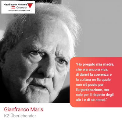 Virtuelle Gedenkwochen Statement Gianfranco Maris, KZ-Überlebender