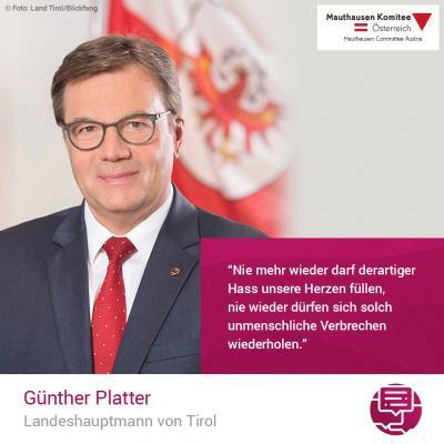 Virtuelle Gedenkwochen Statement Günther Platter, Landeshauptmann von Tirol