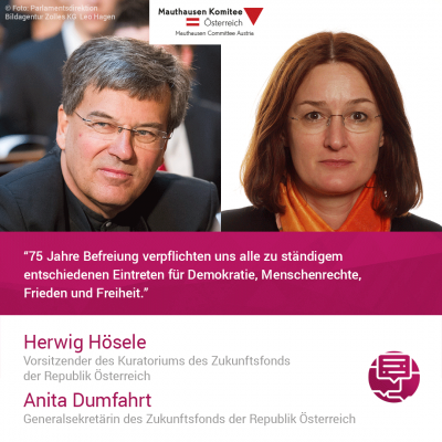 Virtuelle Gedenkwochen Statement Herwig Hösele, Vorsitzender des Kuratoriums des Zukunftsfonds der Republik Österreich, Anita Dumfahrt, Generalsekretärin des Zukunftsfonds der Republik Österreich