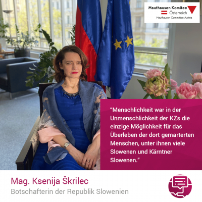 Virtuelle Gedenkwochen Statement Mag. Ksenija Skrilec, Botschafterin der Republik Slowenien
