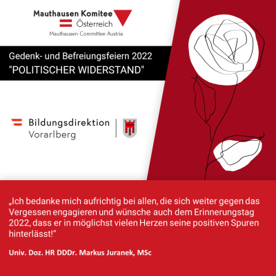 Virtuelles Gedenken Statement Univ. Doz. HR DDDr. Markus Juranek, MSc, Bildungsdirektion Vorarlberg