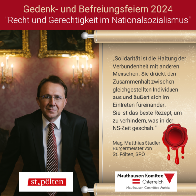 Virtuelles Gedenken Statement Mag. Matthias Stadler, Bürgermeister von St. Pölten, SPÖ