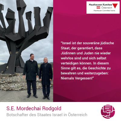 Virtuelle Gedenkwochen Statement S.E. Mordechai Rodgold, Botschafter des Staates Israel in Österreich