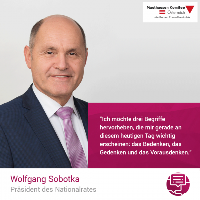 Virtuelle Gedenkwochen Statement Wolfgang Sobotka, Präsident des Nationalrates