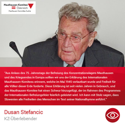 Virtuelle Gedenkwochen Statement Dusan Stefancic, KZ-Überlebender