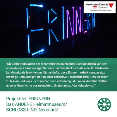 Virtuelle Gedenkwochen Statement ERINNERN Das ANDERE Heimatmuseum/SCHLOSS LIND, Neumarkt