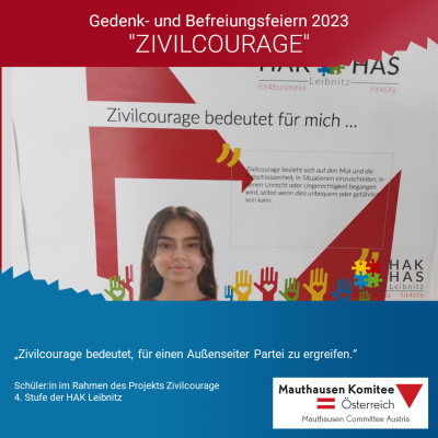 Virtuelles Gedenken Statement Schüler:in der 4. Stufe HAK Leibnitz