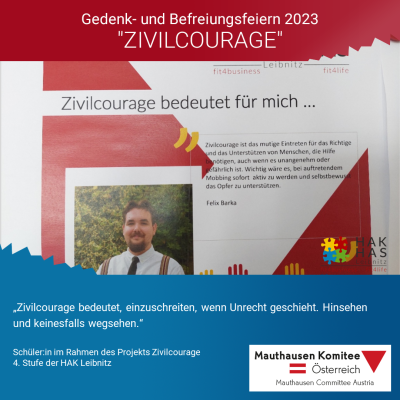 Virtuelles Gedenken Statement Schüler:in der 4. Stufe HAK Leibnitz