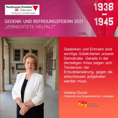 Virtuelle Gedenkwochen Statement Verena Dunst, Präsidentin des Burgenländischen Landtages