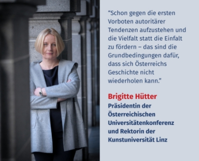 Virtuelles Gedenken Statement Mag.a Brigitte Hütter, MSc, Präsidentin der Österreichischen Universitätenkonferenz und Rektorin der Kunstuniversität Linz