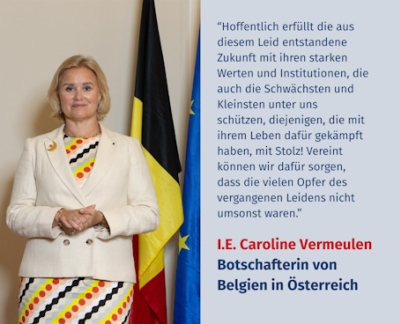 Virtuelles Gedenken Statement I.E. Caroline Vermeulen, Botschafterin des Königreichs Belgien in Österreich