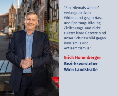 Virtuelles Gedenken Statement Erich Hohenberger, Bezirksvorsteher von Wien Landstraße
