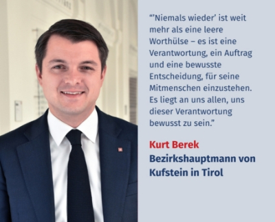 Virtuelles Gedenken Statement Dr. Kurt Berek, Bezirkshauptmann von Kufstein in Tirol