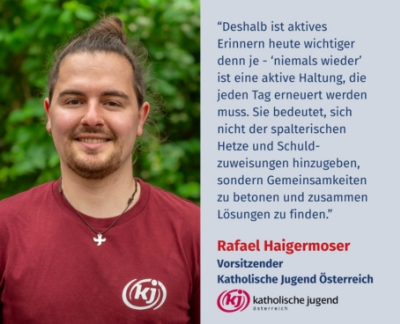 Virtuelles Gedenken Statement Rafael Haigermoser, Vorsitzender Katholische Jugend Österreich