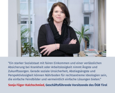Virtuelles Gedenken Statement Sonja Föger-Kalchschmied, Bakk., geschäftsführende Vorsitzende des ÖGB Tirol