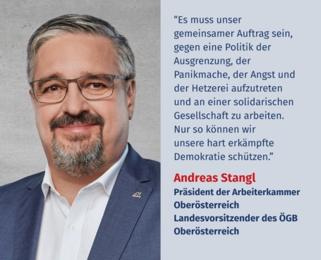 Virtuelles Gedenken Statement Andreas Stangl, Präsident der Arbeiterkammer Oberösterreich und Landesvorsitzender des ÖGB Oberösterreich