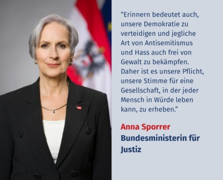 Virtuelles Gedenken Statement Dr.in Anna Sporrer, Bundesministerin für Justiz