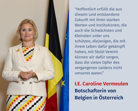 Virtuelles Gedenken Statement I.E. Caroline Vermeulen, Botschafterin des Königreichs Belgien in Österreich