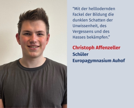 Virtuelles Gedenken Statement Christoph Affenzeller, Schüler im Europagymnasium Auhof