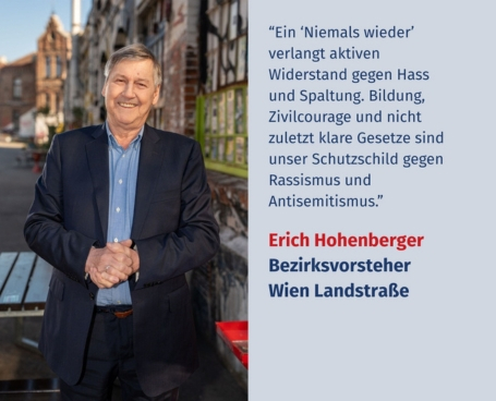 Virtuelles Gedenken Statement Erich Hohenberger, Bezirksvorsteher von Wien Landstraße