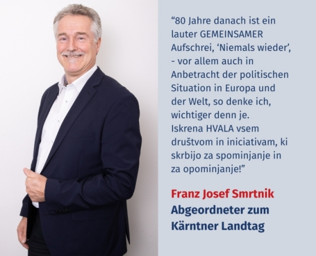 Virtuelles Gedenken Statement Franz Josef Smrtnik, (TKK-Team Kärnten), Abgeordneter des Kärntner Landtages, ehemaliger Bürgermeister der Gemeinde Eisenkappel-Vellach