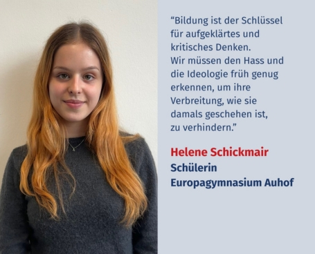 Virtuelles Gedenken Statement Helene Schickmair, Schülerin im Europagymnasium Auhof Linz