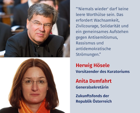 Virtuelles Gedenken Statement Herwig Hösele, Vorsitzender des Kuratoriums des Zukunftsfonds der Republik Österreich und Anita Dumfahrt, Generalsekretärin des Zukunftsfonds der Republik Österreich