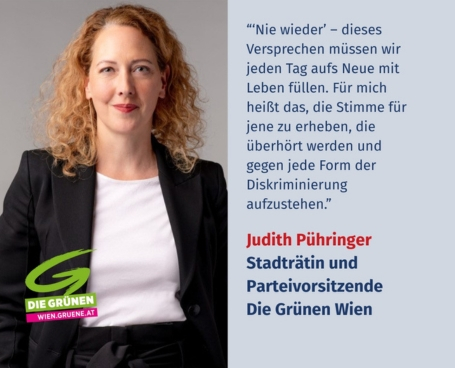 Virtuelles Gedenken Statement Judith Pühringer, Stadträtin und Parteivorsitzende der Grünen Wien