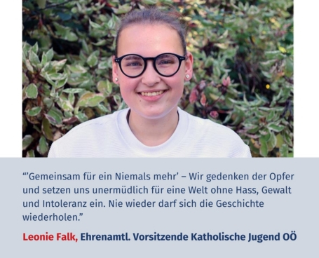 Virtuelles Gedenken Statement Leonie Falk, ehrenamtliche Vorsitzende der Katholischen Jugend Oberösterreich