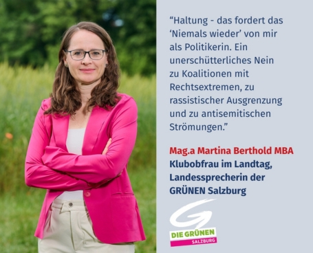 Virtuelles Gedenken Statement Mag.a Martina Berthold, MBA, Klubobfrau im Landtag und Landessprecherin der GRÜNEN Salzburg