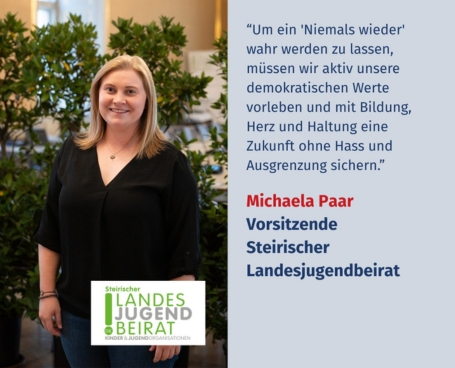 Virtuelles Gedenken Statement Michaela Paar, Vorsitzende Steirischer Landesjugendbeirat