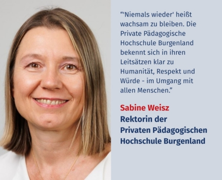 Virtuelles Gedenken Statement  Mag.a Dr.in Sabine Weisz, Rektorin der Privaten Pädagogischen Hochschule Burgenland