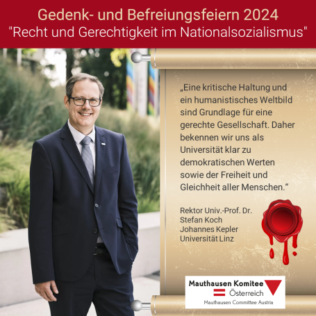 Virtuelles Gedenken Statement Univ.-Prof. Dr. Stefan Koch, Rektor der Johannes Kepler Universität Linz
